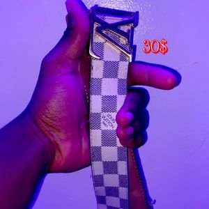 White Louis Vuitton belt